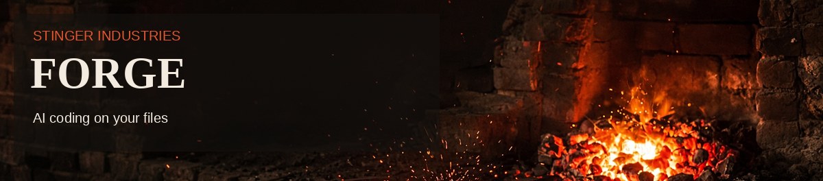 Stinger Forge — the AI coding desk